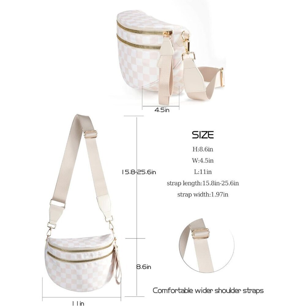 Checkered Nylon Crossbody Bag Large Capacity Women's Wallets Handbags - Picture 3 of 6